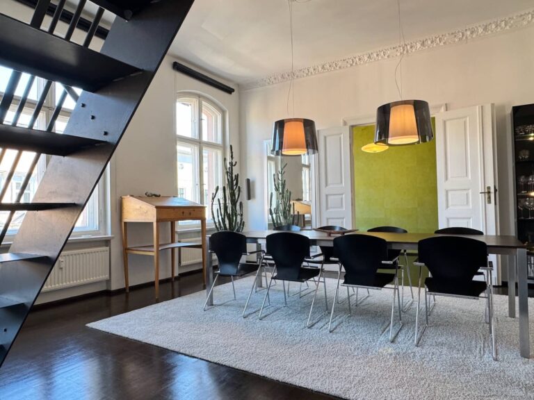 Steel staircase to upper floor, Berlin Kreuzberg maisonette