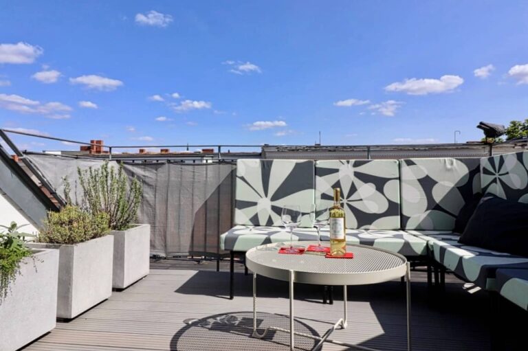 Private 9.5 m² rooftop terrace with Berlin TV Tower view from Kreuzberg